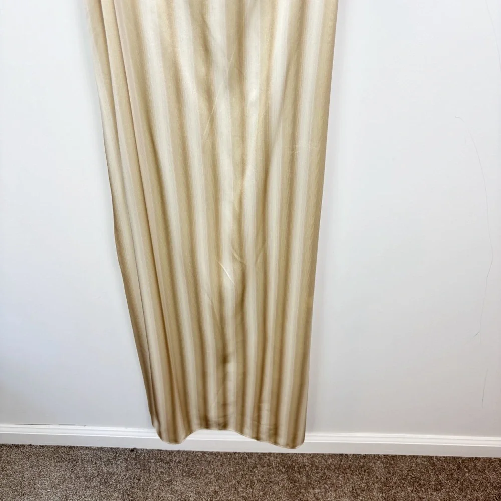 Madewell Silk Midi Slip Dress Faded Khaki Stripe Size 8